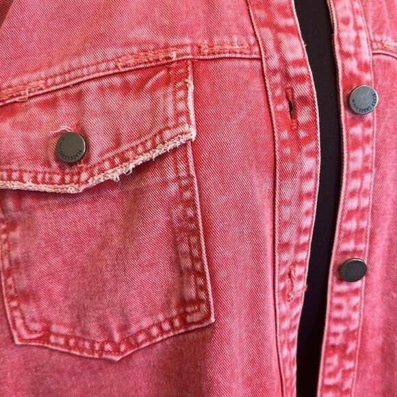Black Label Pink Acid Wash Spring Light Denim Jacket - Picture 4 of 8